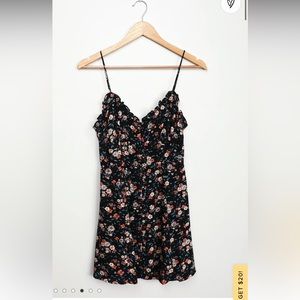 Lulus Flourishing Love Black Floral Print Button-Up Mini Dress